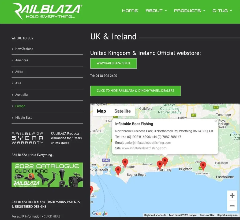 IBF Railblaza UK dealers