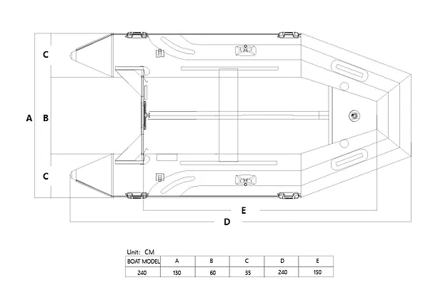 inflatable boat fishing technical drawing of hydrus dimensions