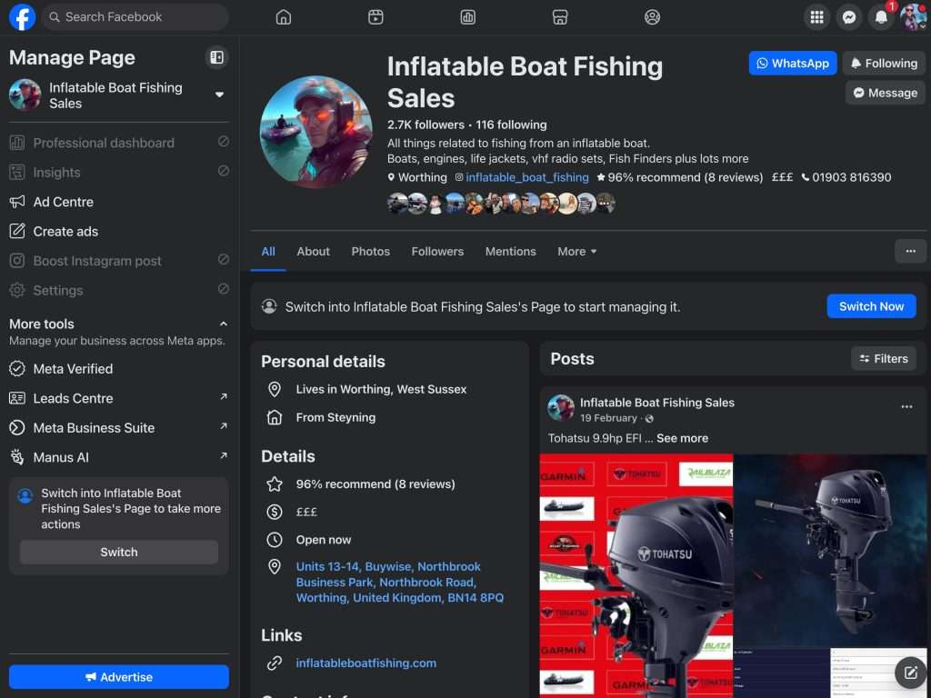 Inflatable Boat Fishing Facebook Sales Page